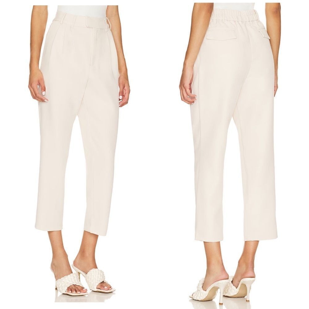 BB Dakota Market High Waisted Pleated Front Pant in White/Cream | SZ 4